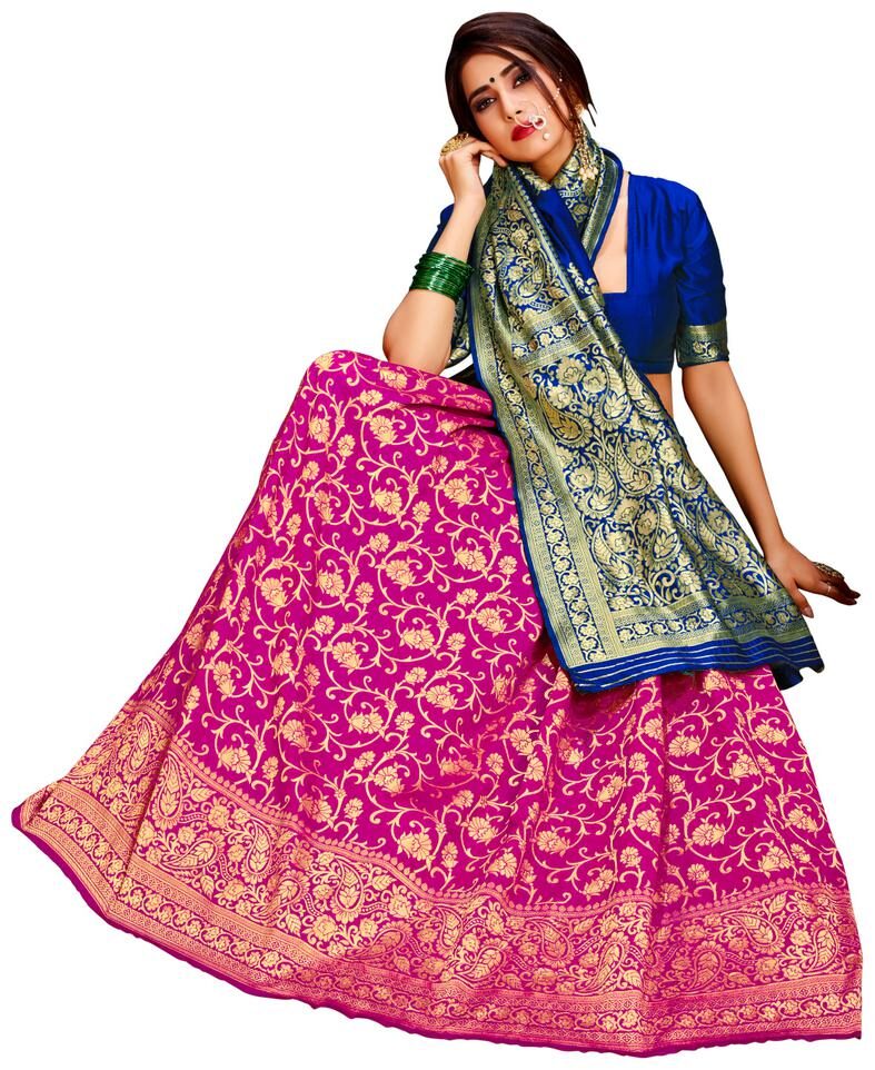 

Dhandai Fashion Women Silk Designer Saree Pink color