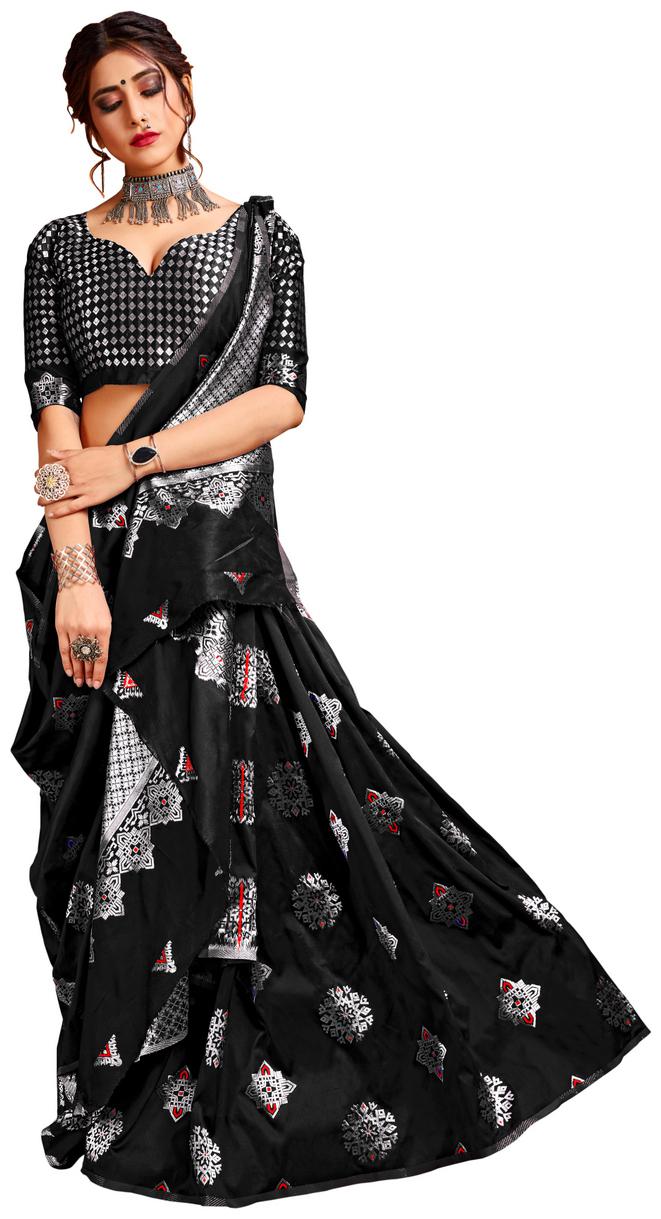

Dhandai Fashion Women Silk Designer Saree Black color