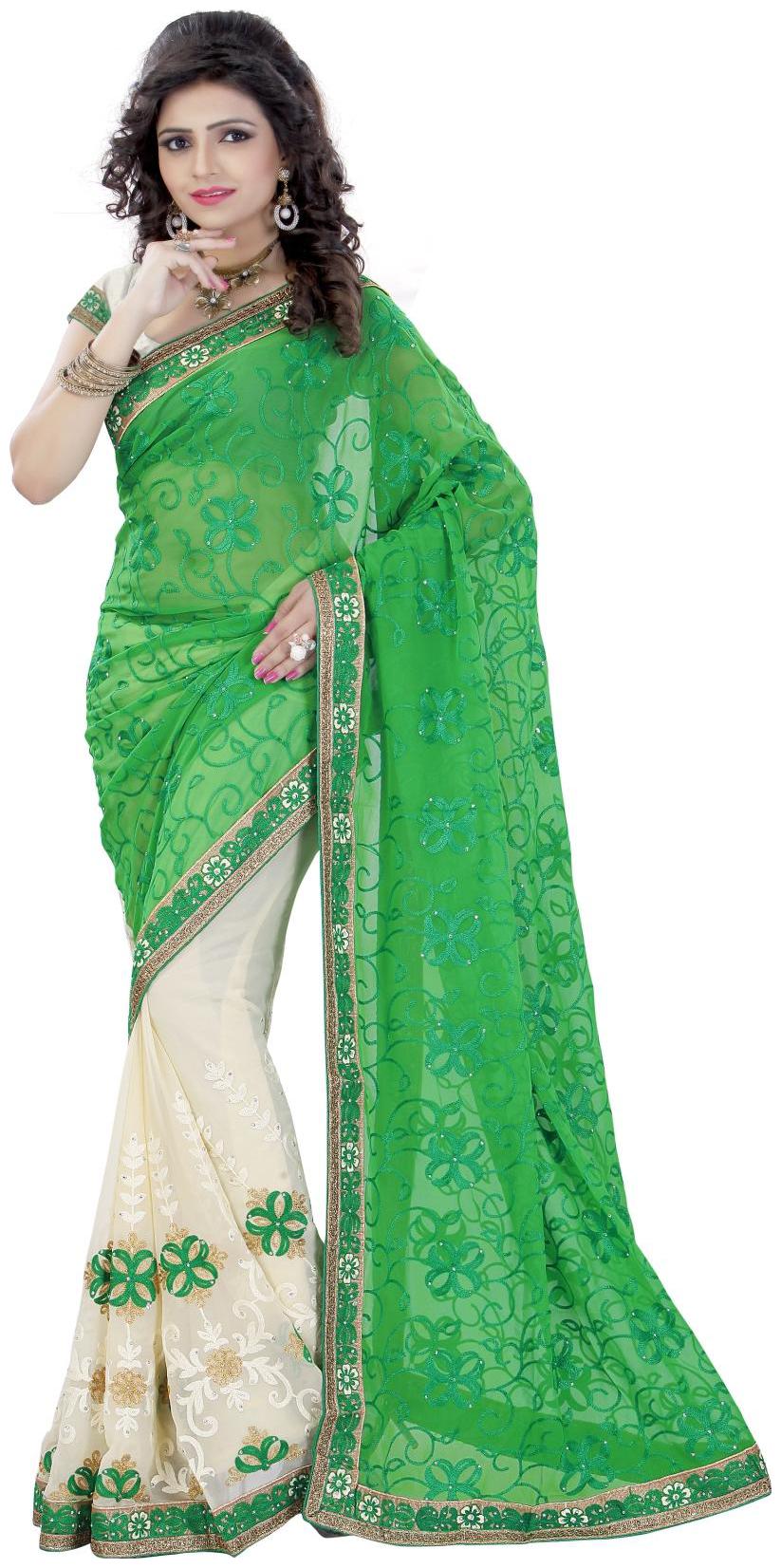 

Dhandai Fashion Green Color White Rangoli Printed Blouse Printed Festive Wear Party Wear Casual Wear Wedding Wear Mix Match Lace Work Plain Printed Saree