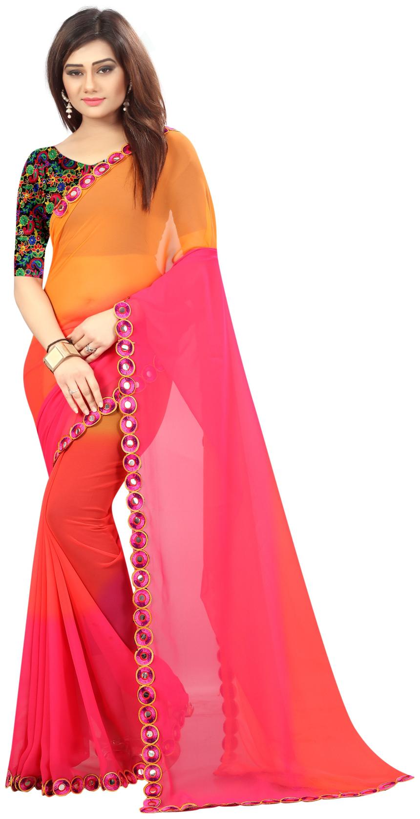 

Dhandai Fashion Women Georgette Embroidered Saree Multi