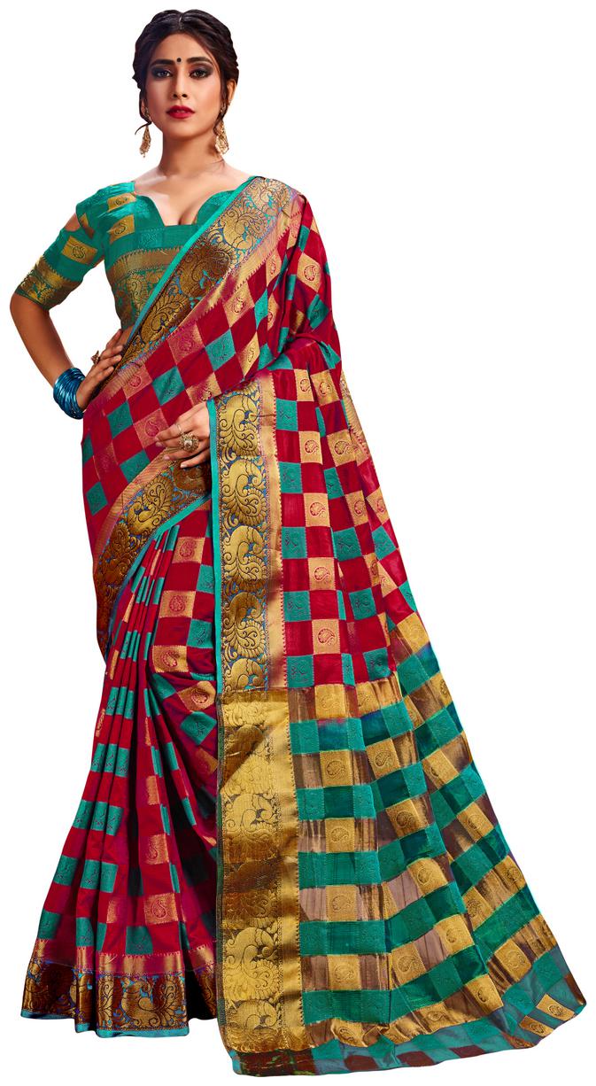 

Dhandai Fashion Women Silk Multi Saree With Blouse