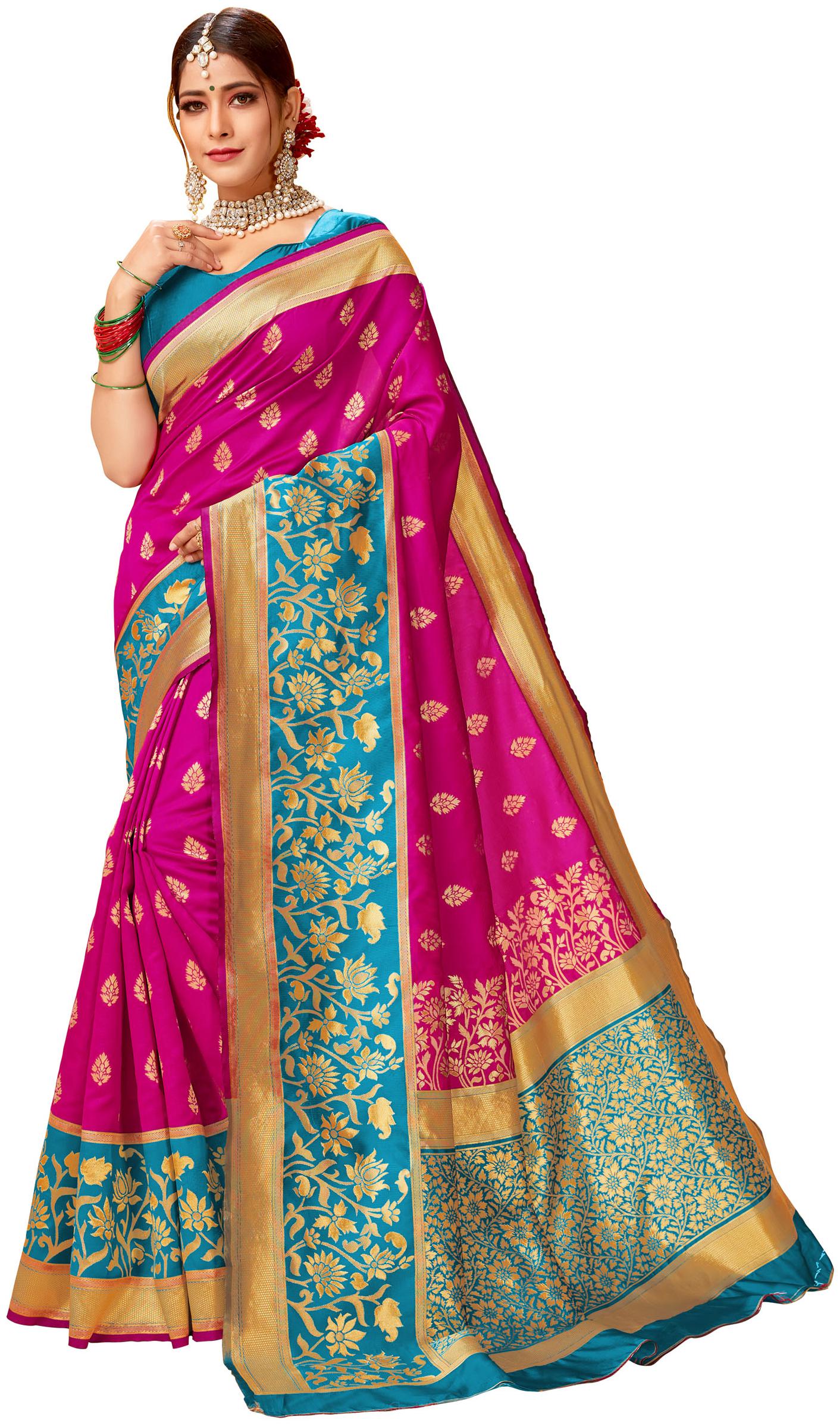 

Dhandai Fashion Silk Woven Pink Color Saree