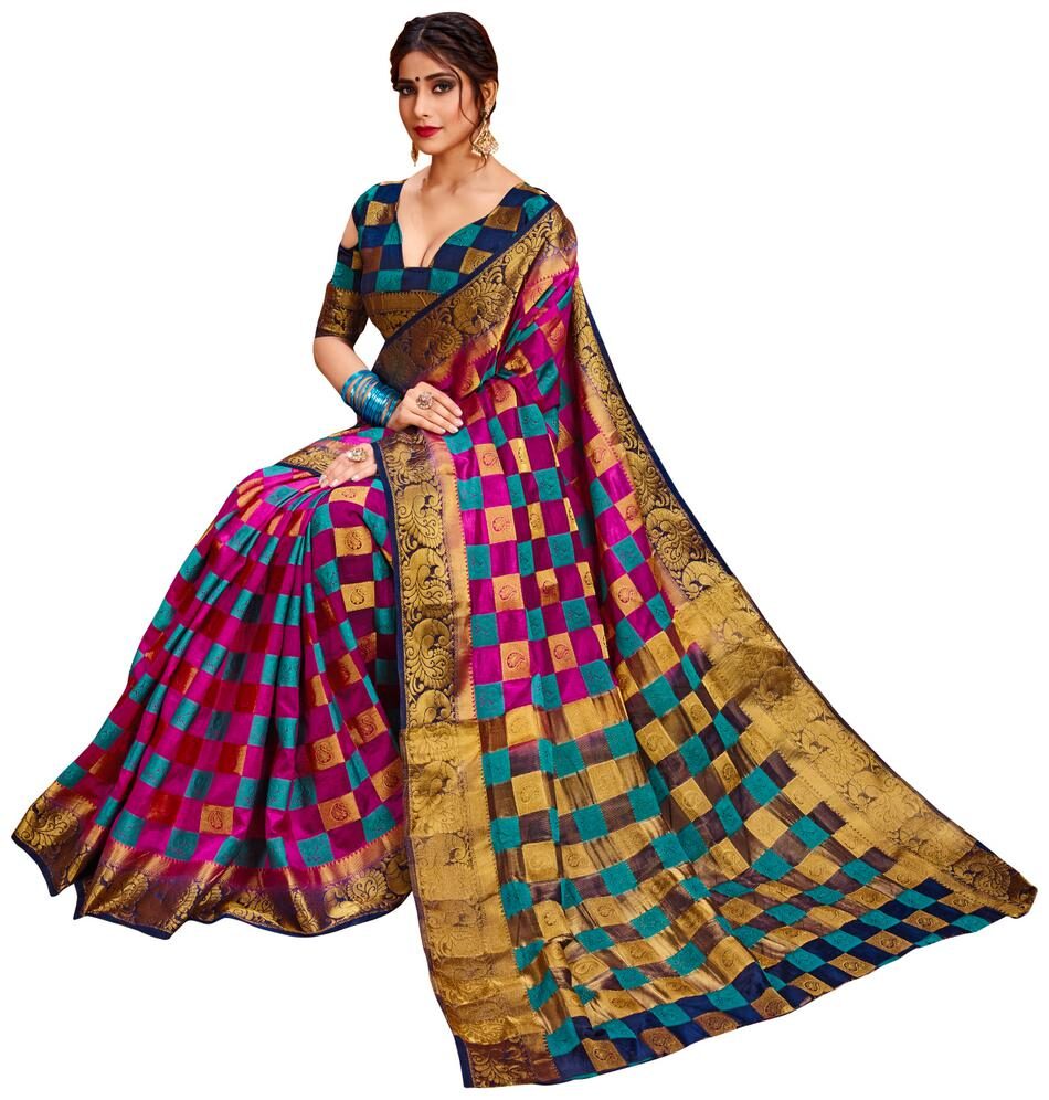 

Dhandai Fashion Women Silk Designer Saree Pink color