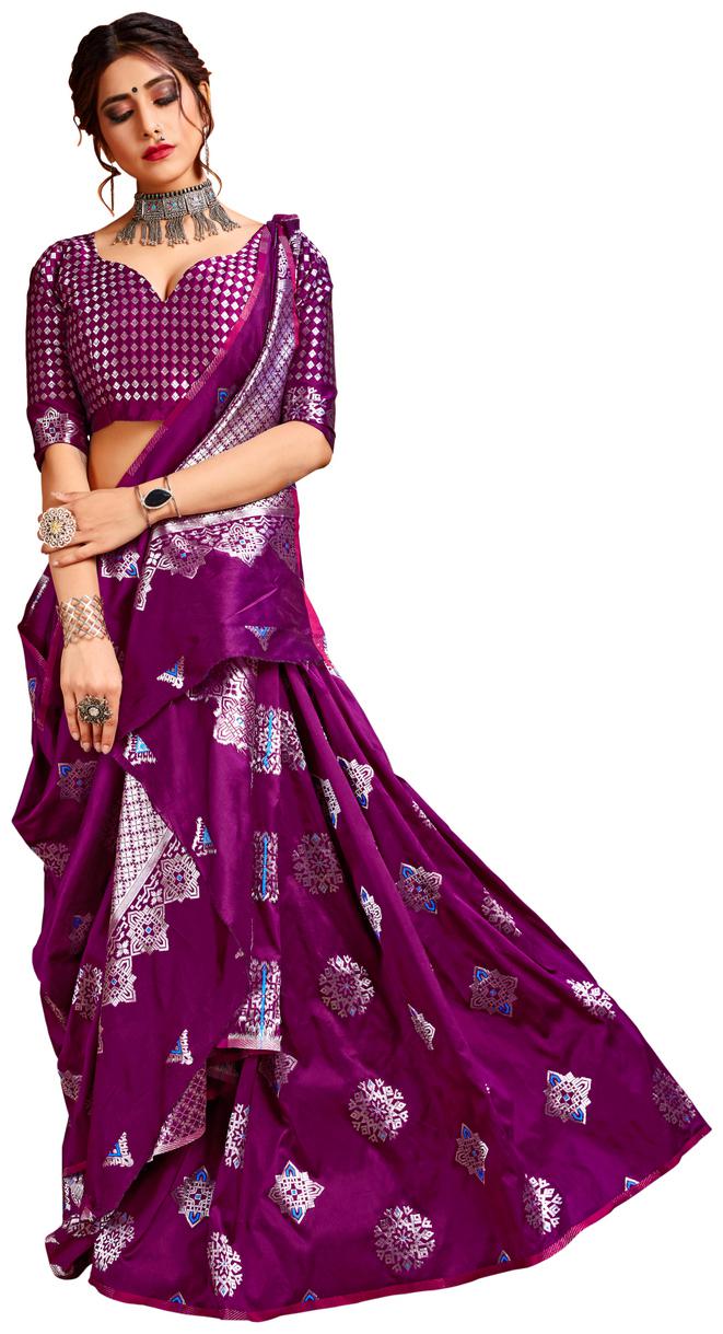 

Dhandai Fashion Women Silk Designer Saree Purple color