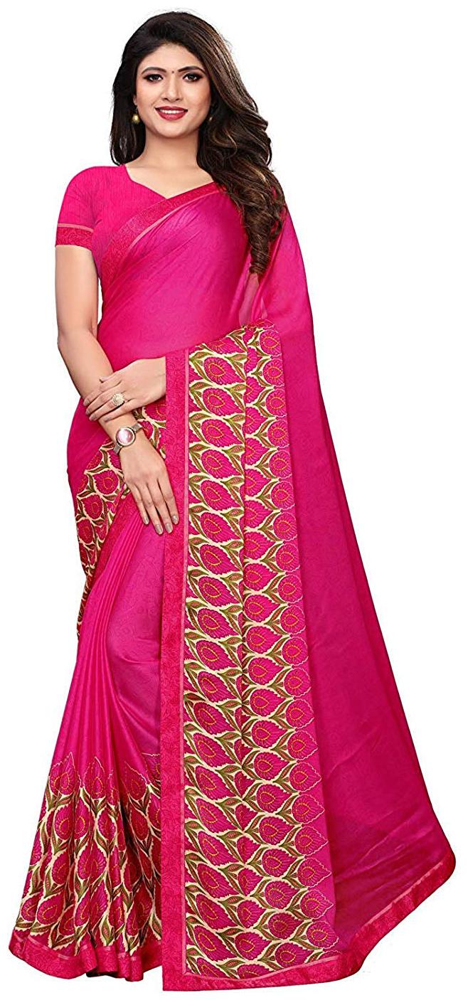 

Dhandai Fashion Silk Pink Printed Regular Saree For Women