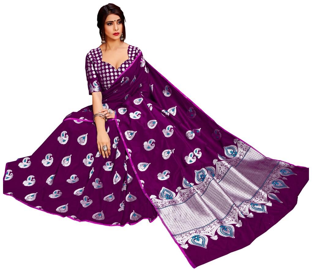 

Dhandai Fashion Women Silk Designer Saree Purple color