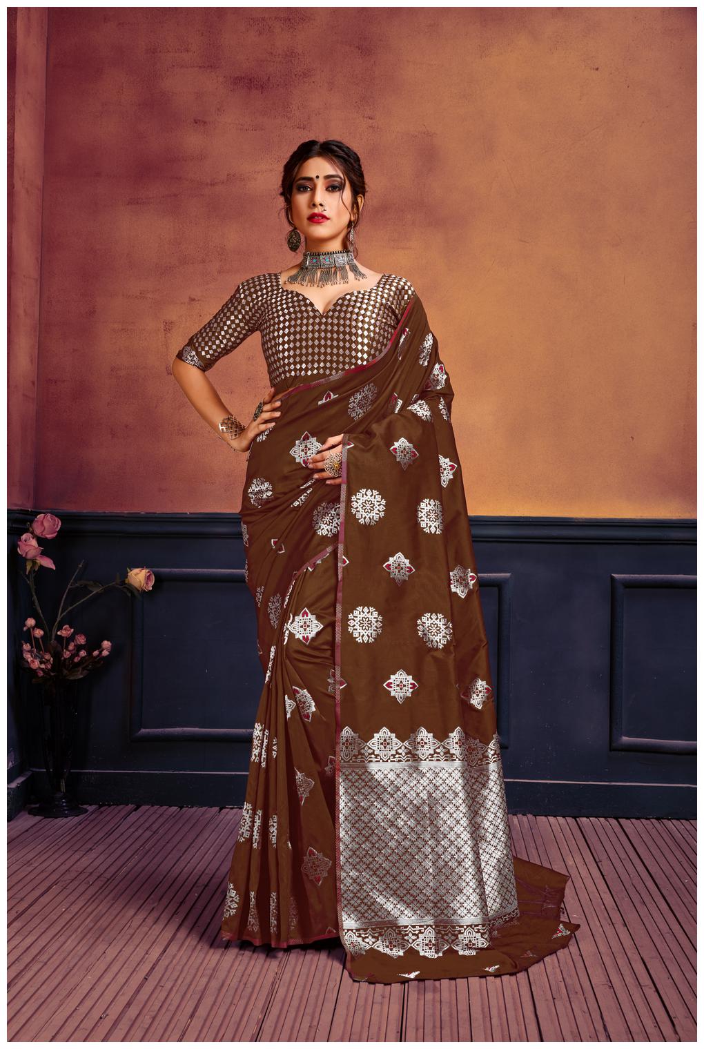 

Dhandai Fashion Universal Designer Saree Brown