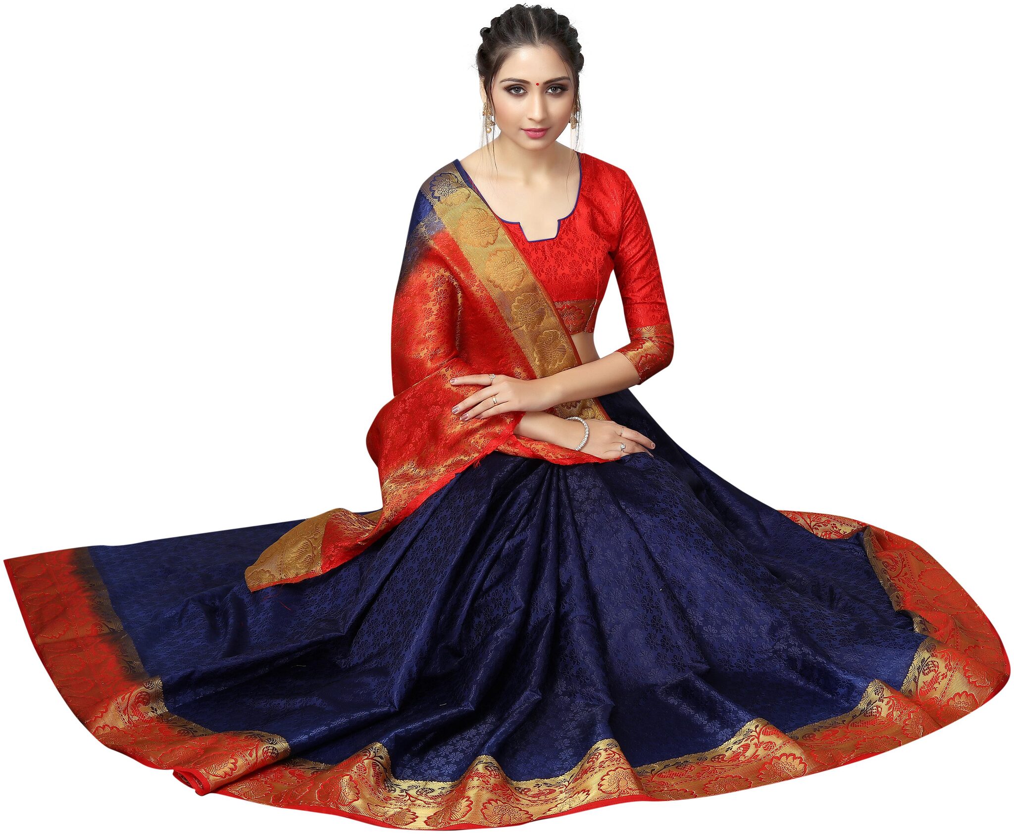 

Dhandai Fashion Women Silk Designer Saree Blue color