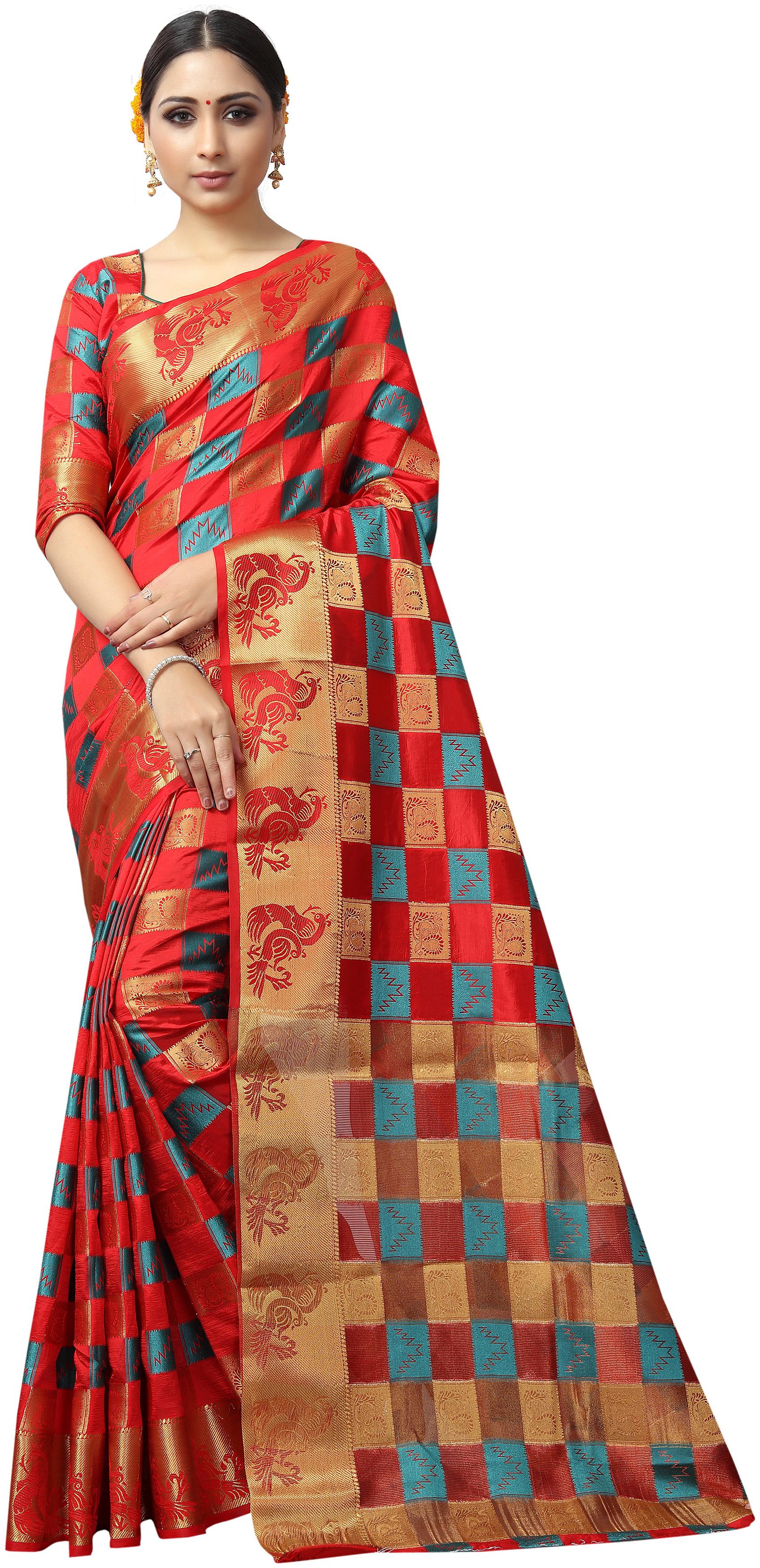 

Dhandai Fashion Women Silk Multi Saree With Blouse