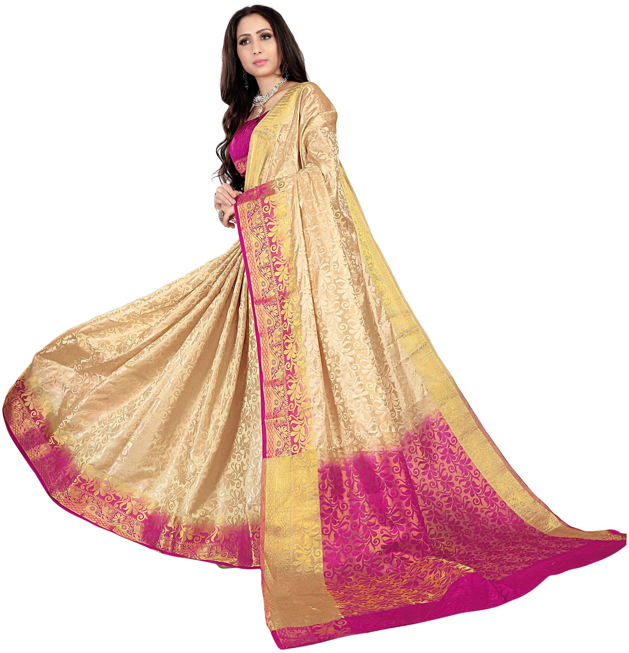 

Dhandai Fashion Women Silk Designer Saree Beige color