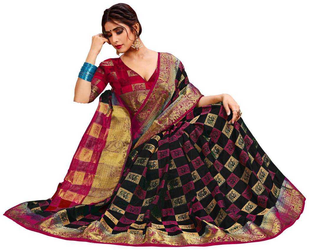 

Dhandai Fashion Women Silk Designer Saree Black color