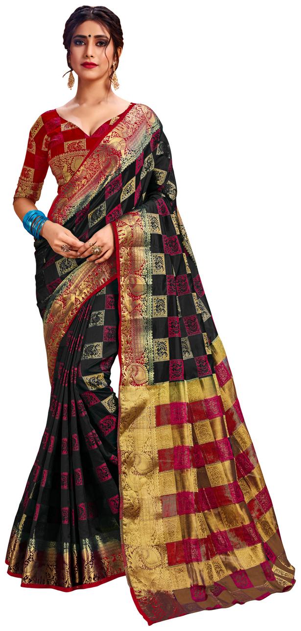 

Dhandai Fashion Women Silk Black Saree With Blouse