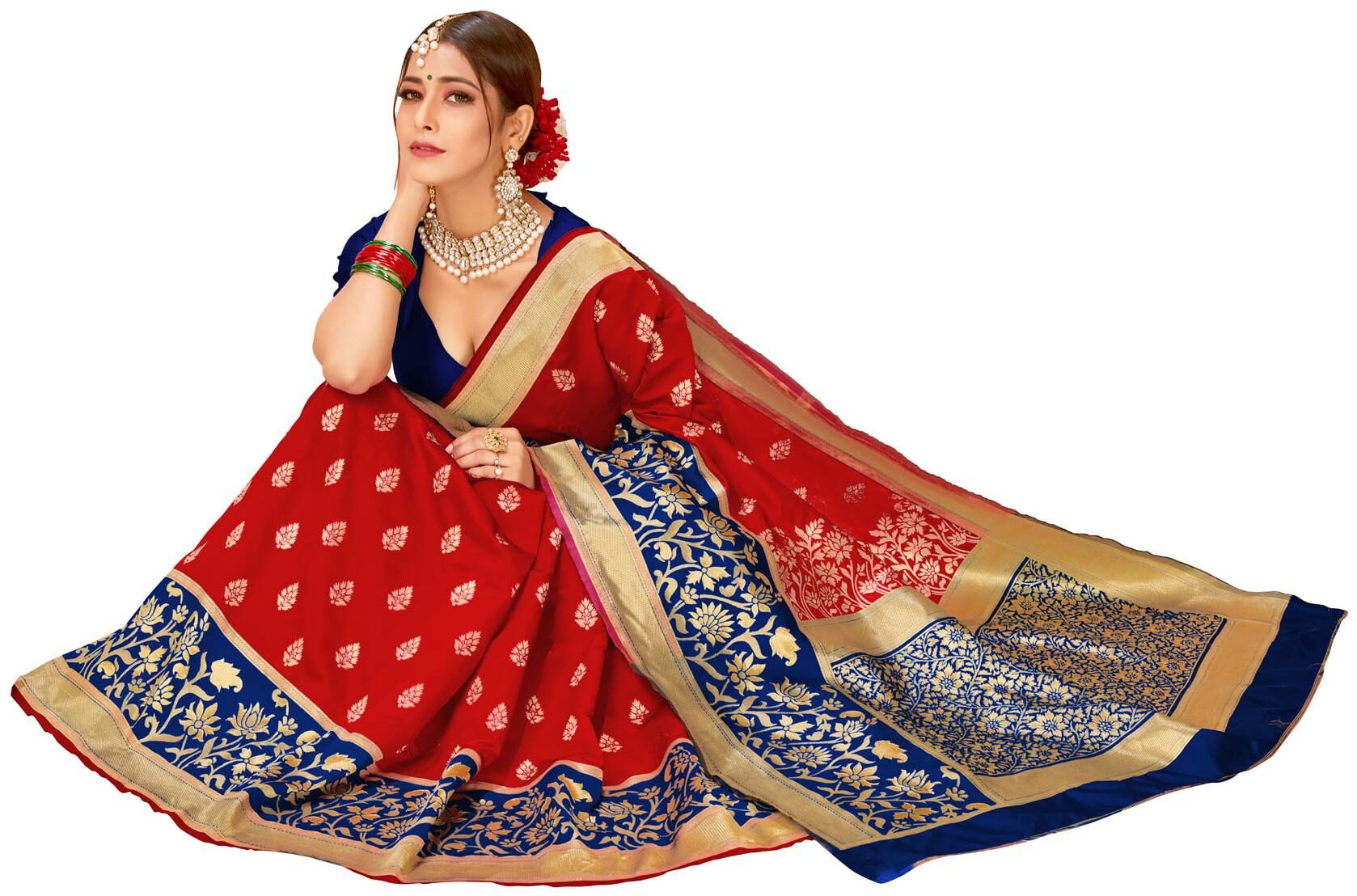 

Dhandai Fashion Silk Woven Red Saree For Women
