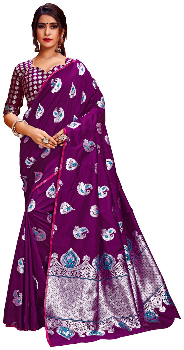 

Dhandai Fashion Silk Woven Purple Color Saree