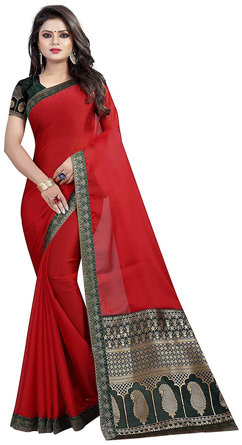 

Dhandai Fashion Silk Jacquard Red Woven With Jacquard Pallu Designer Saree