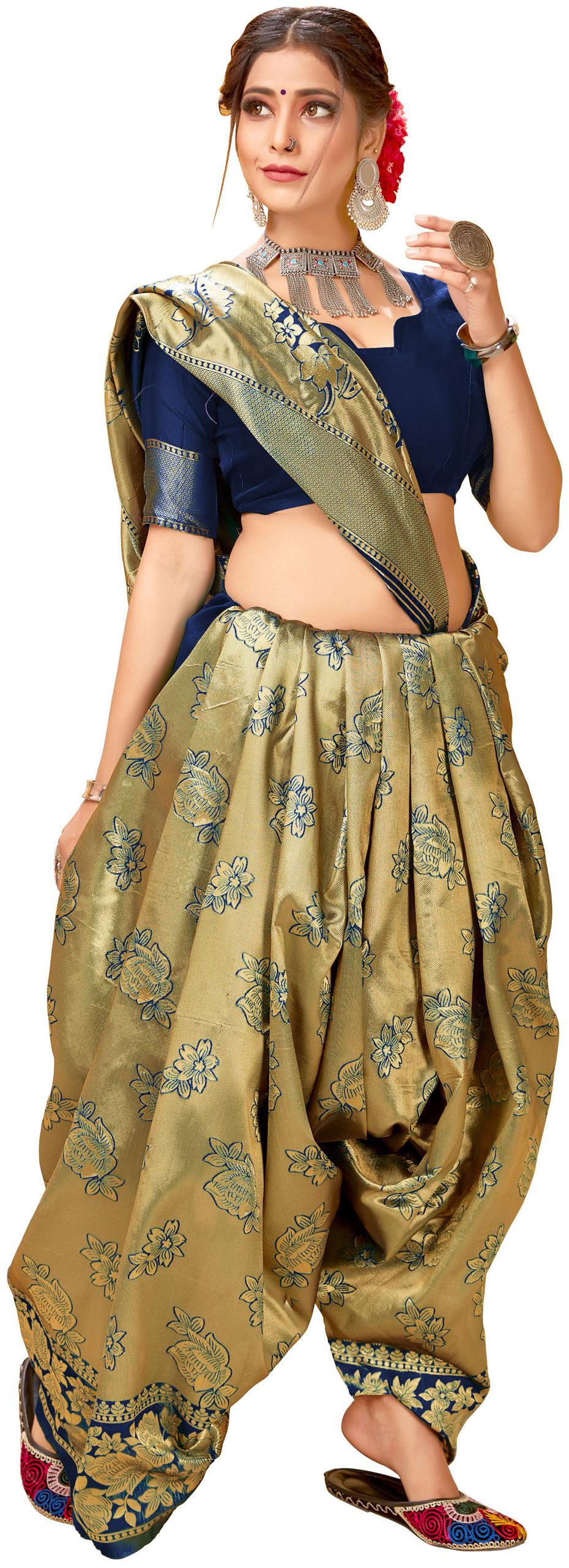 

Dhandai Fashion Silk Woven Blue Saree For Women