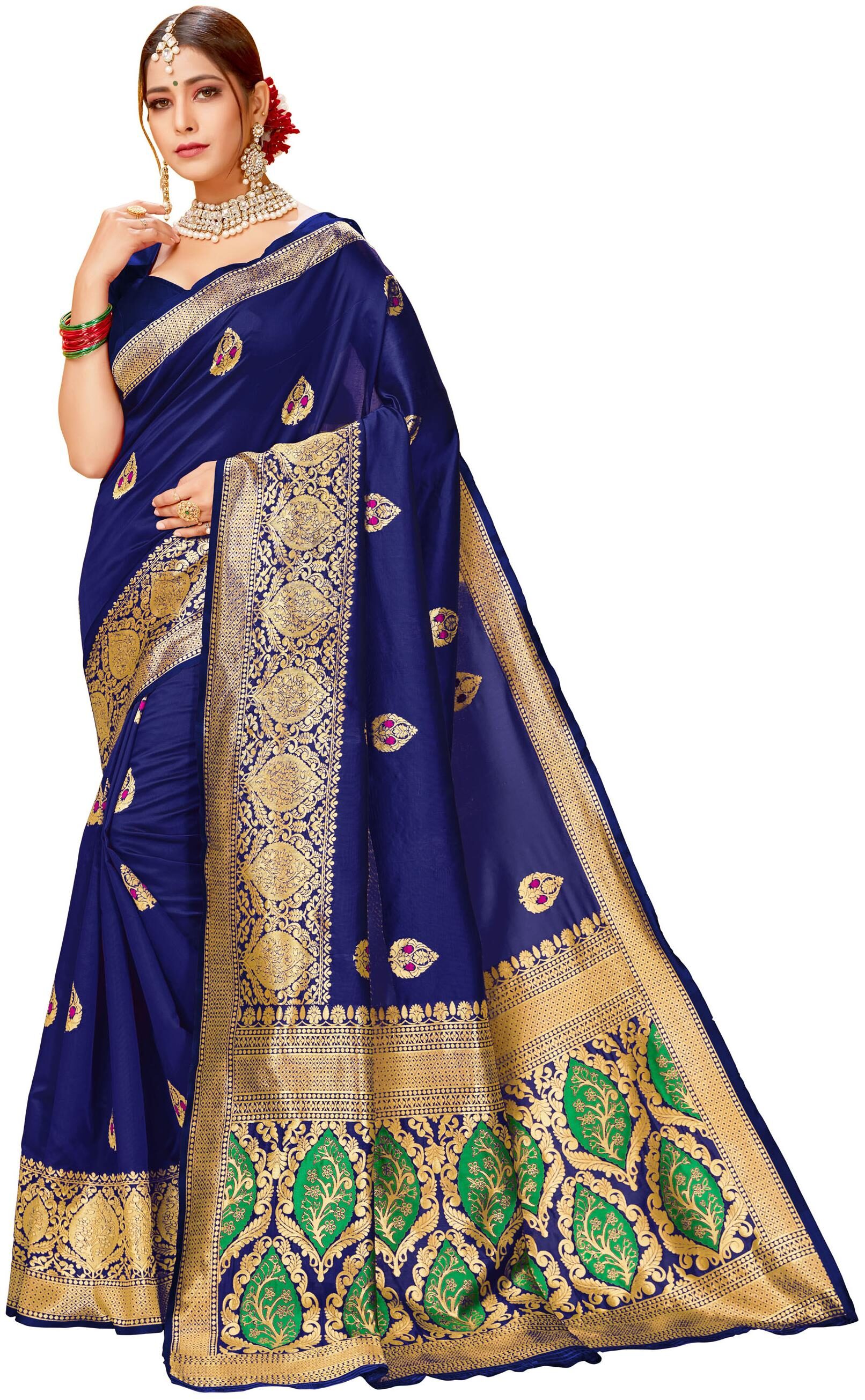 

Dhandai Fashion Polycotton Woven Blue Color Saree