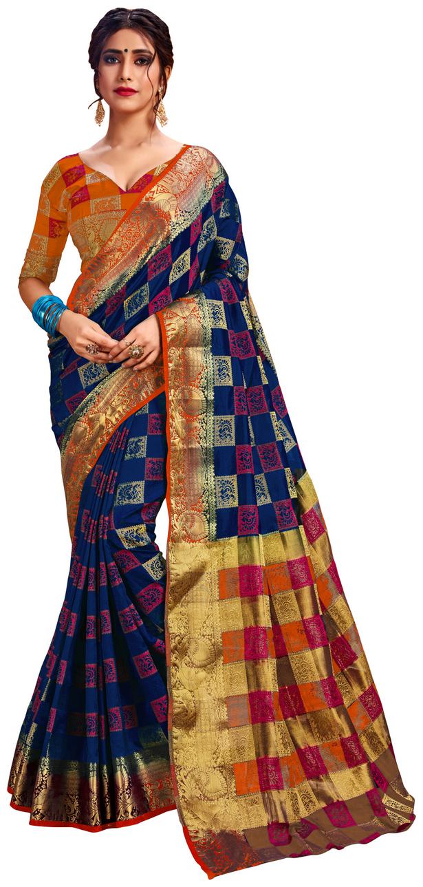 

Dhandai Fashion Women Silk Blue Saree With Blouse