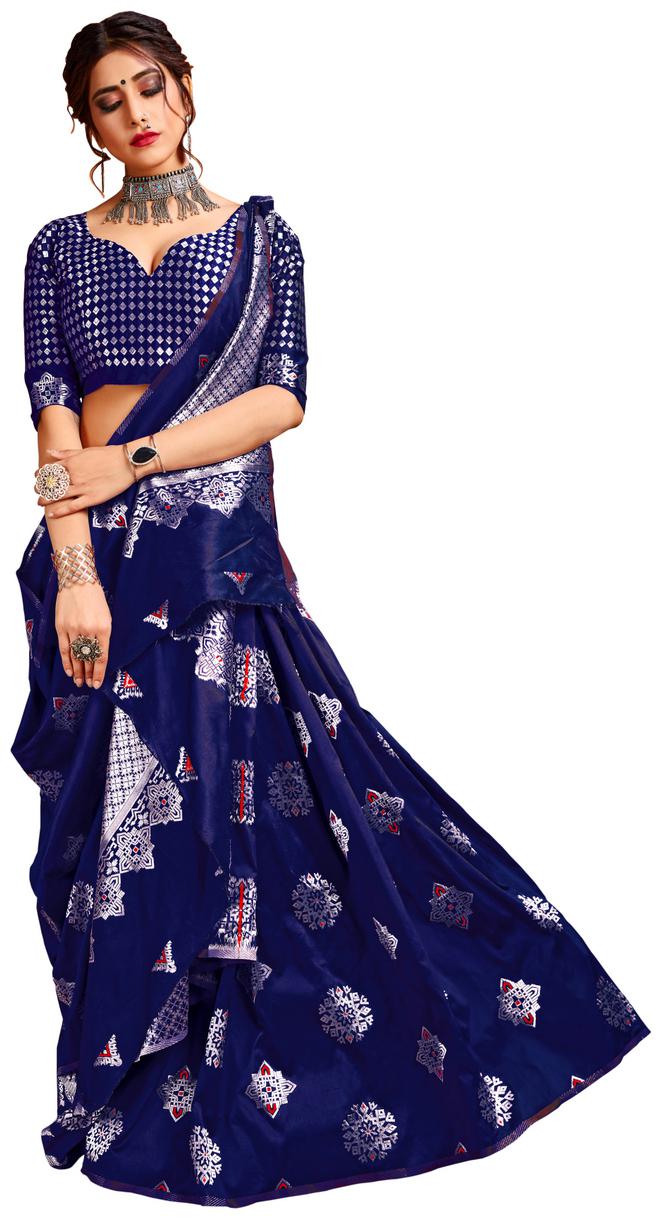

Dhandai Fashion Women Silk Designer Saree Blue color