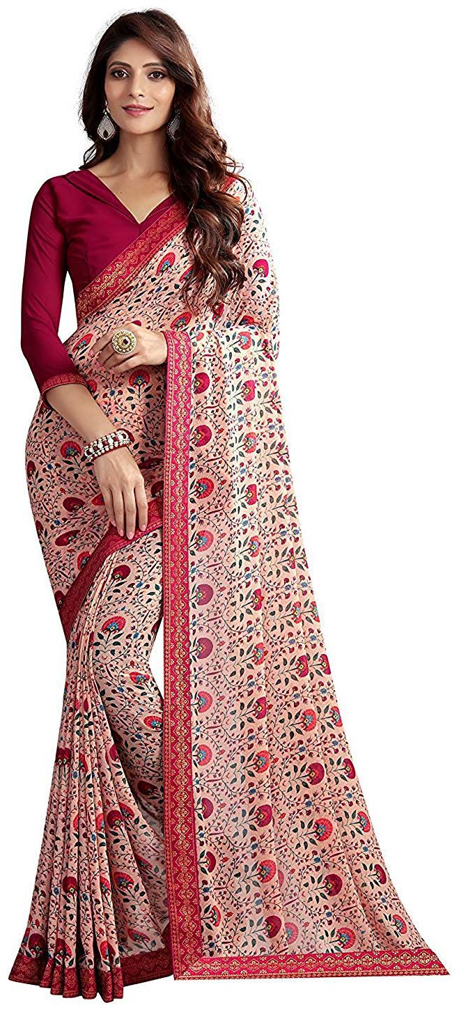 

Dhandai Fashion Georgette Pink Printed Designer Saree