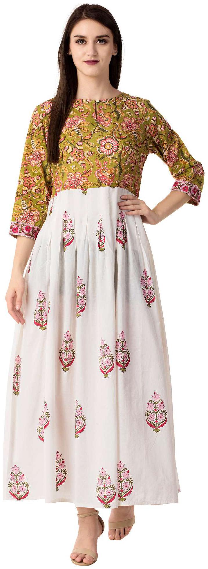 

DHANUKI White Printed A-line dress