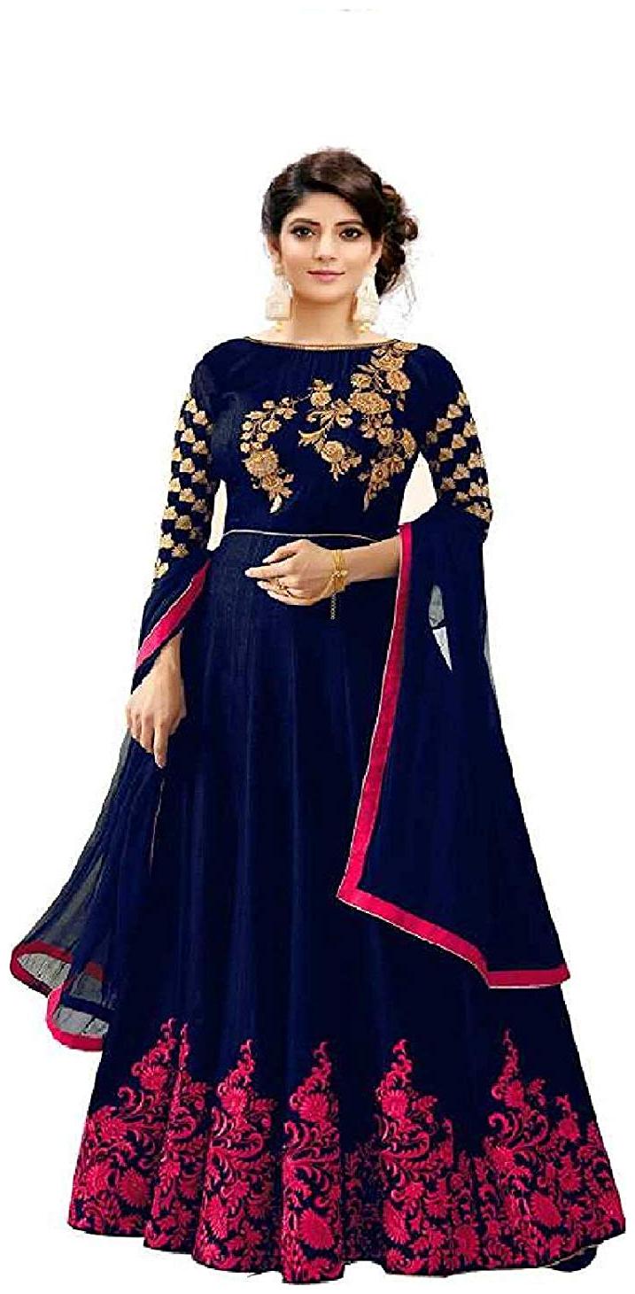 

Dharmee Women s Heavy Embroidered Semi Stitched Anarkali Gown