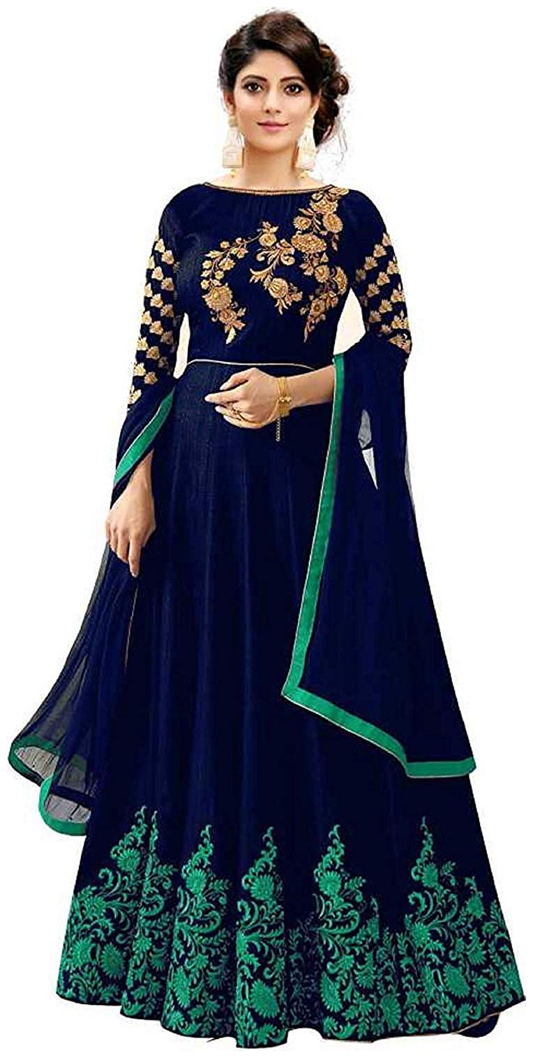 

Dharmee Women s Heavy Embroidered Semi Stitched Anarkali Gown