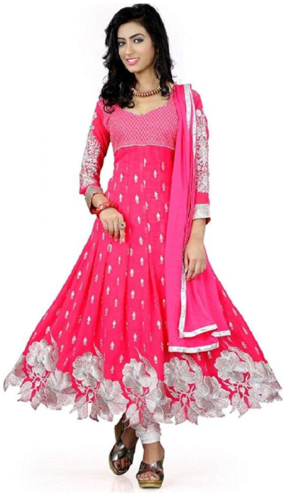 

Dharmee Women s Heavy Embroidered Semi Stitched Anarkali Gown
