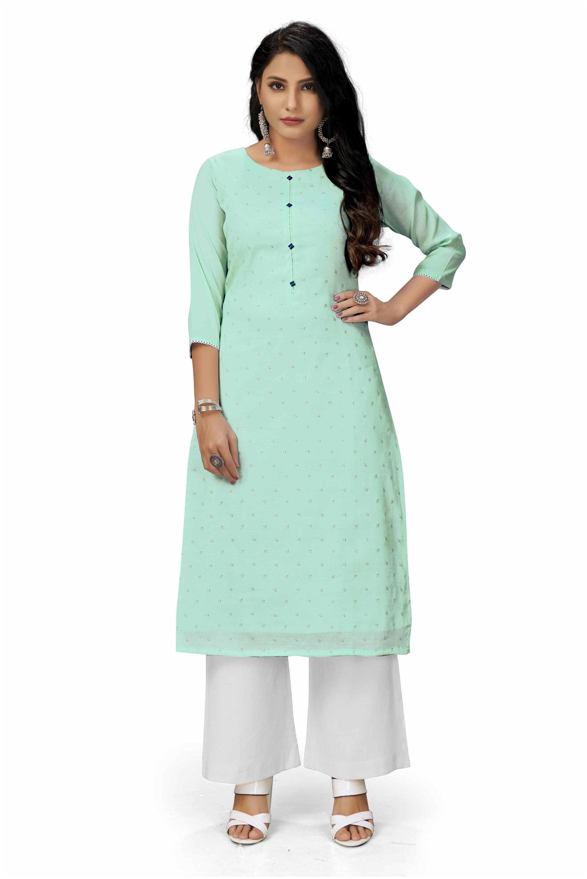 

DHUMKETU Women Blue Floral Straight Kurti