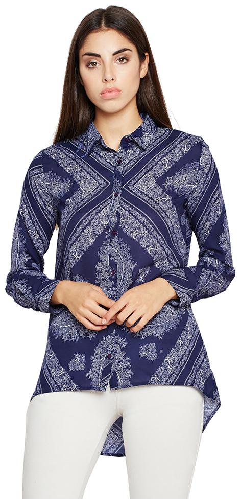 

OXOLLOXO Women Blue Printed Regular Fit Shirt