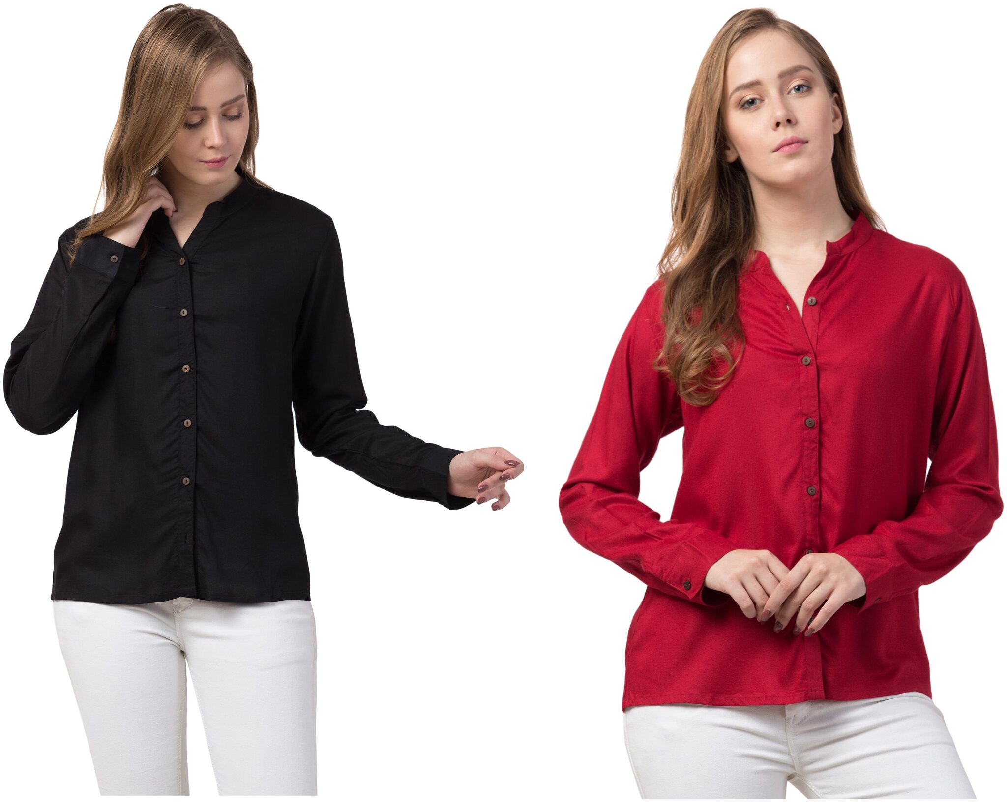 

Dibiya Women Black Red Solid Regular Fit Shirt