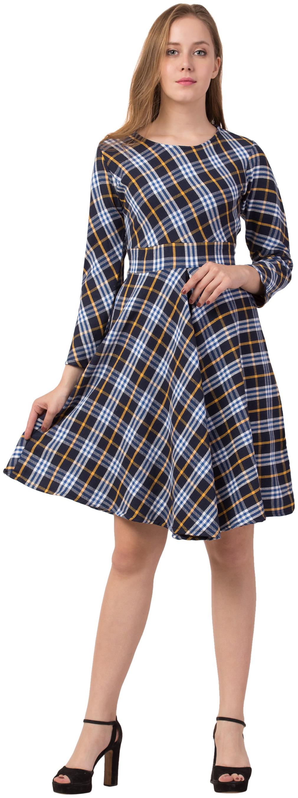 

Dibiya Multi Checked Flared dress