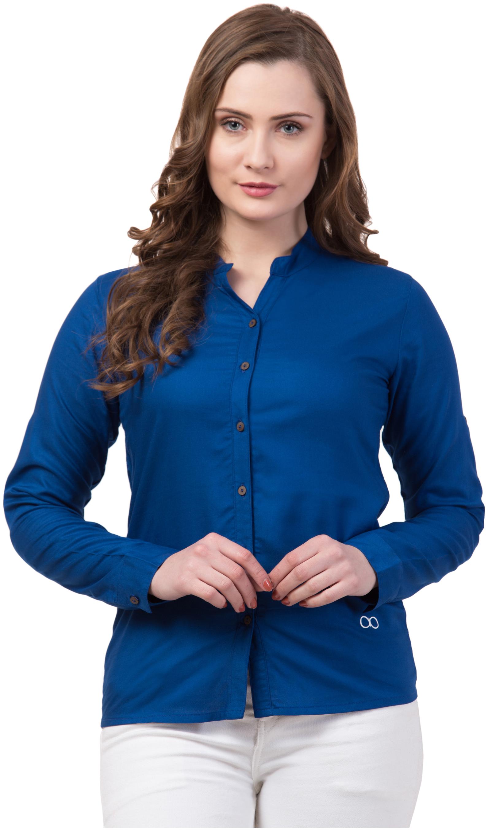 

Dibiya Women Blue Solid Regular Fit Shirt