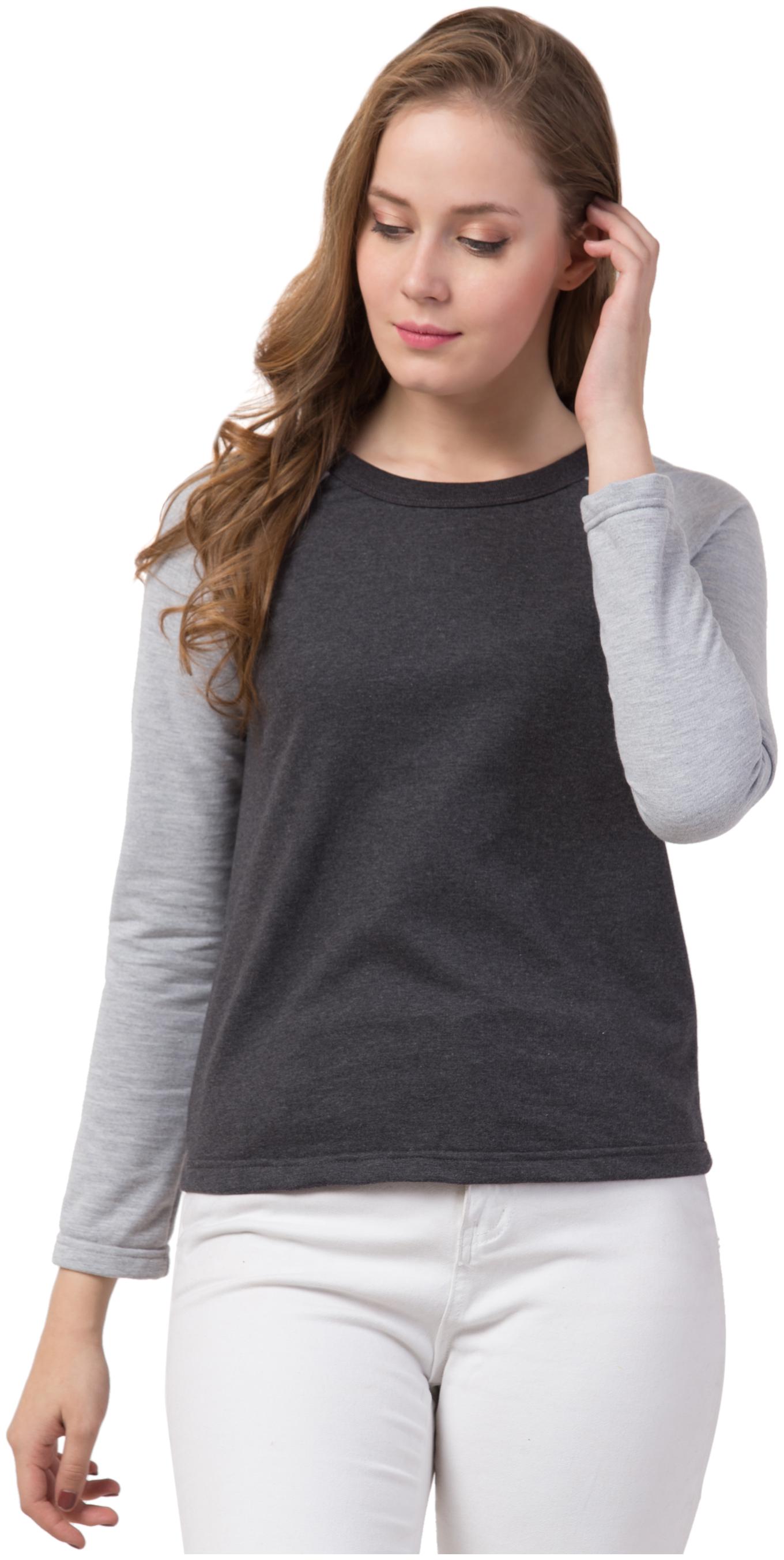 

Dibiya Women Grey Regular fit Round neck Cotton T shirt