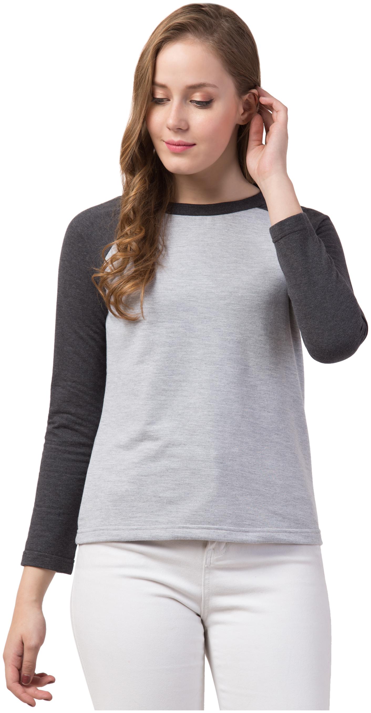 

Dibiya Women Grey Regular fit Round neck Cotton T shirt