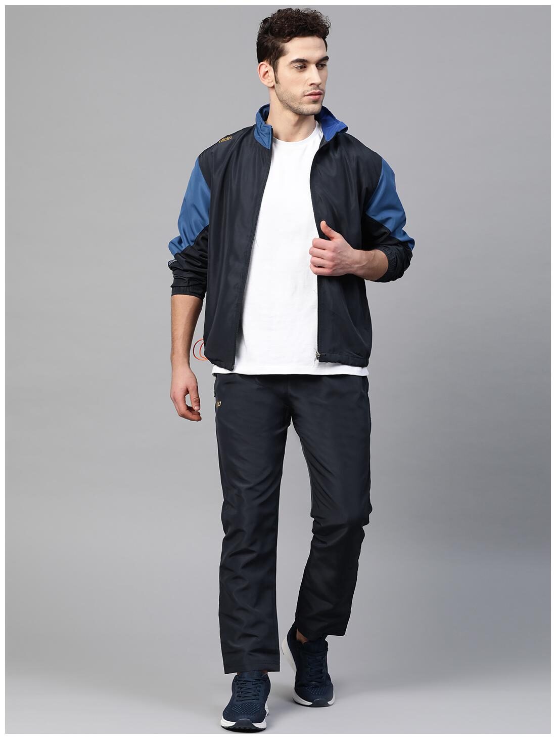 

Dida Men Polyester Colorblockd Navy Blue Track Suit