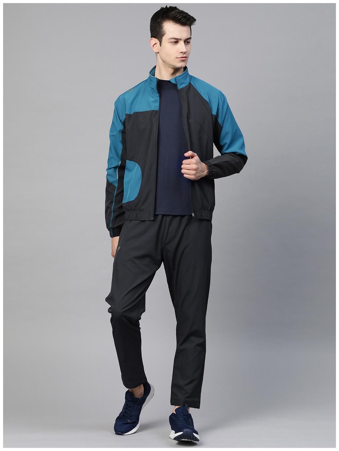 

Dida Men Polyester Blend Colorblockd Navy Blue Track Suit
