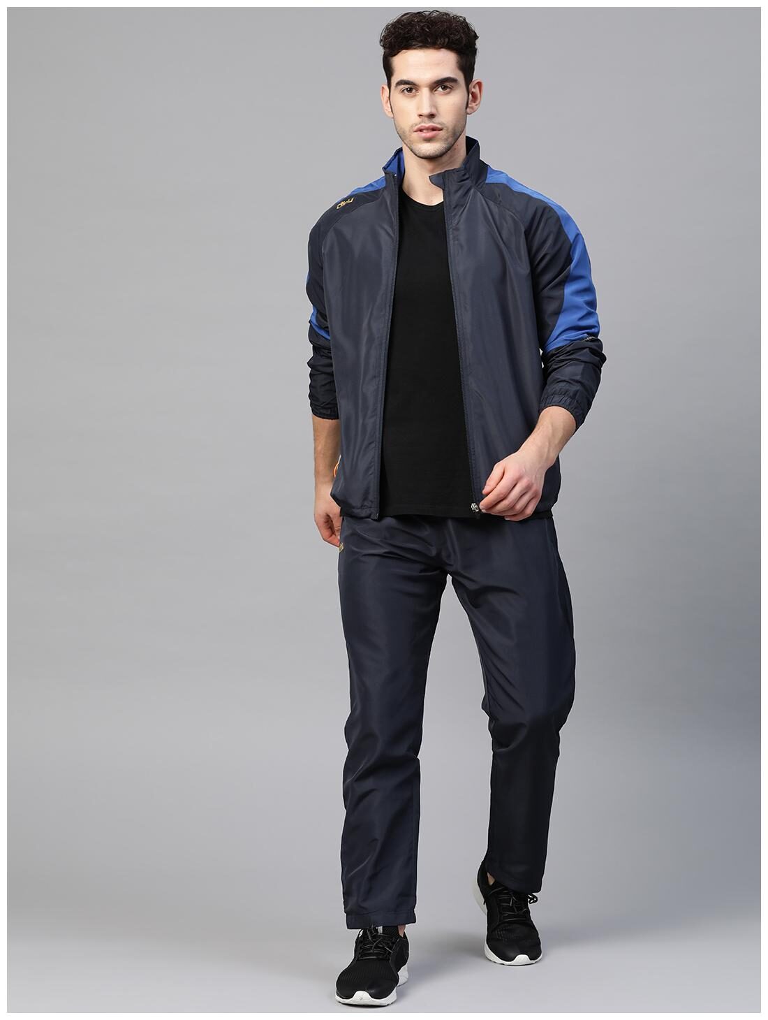 

Dida Men Polyester Colorblockd Navy Blue Track Suit
