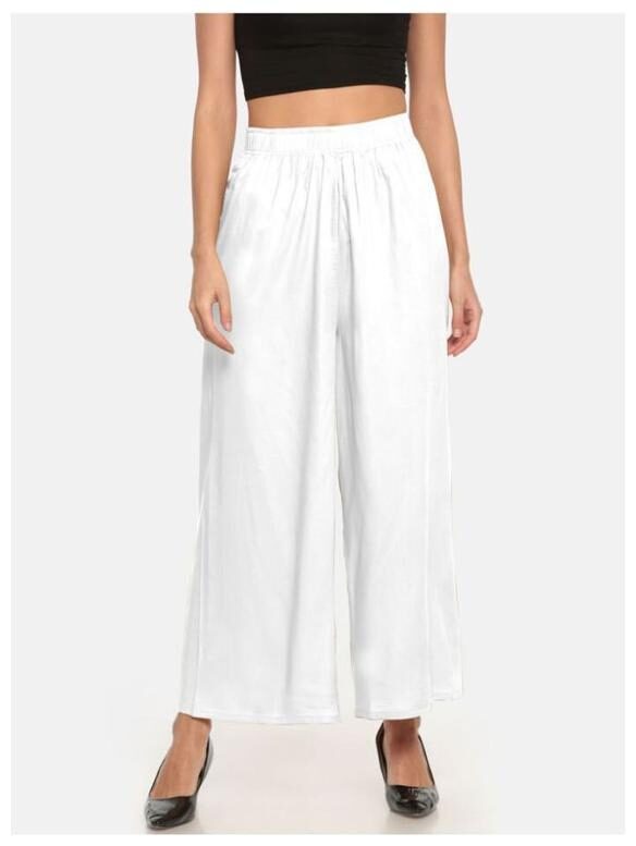 

DIDRISHA White Solid Flared Palazzo