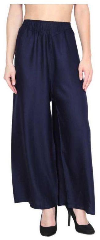 

DIDRISHA Navy Blue Solid Flared Palazzo