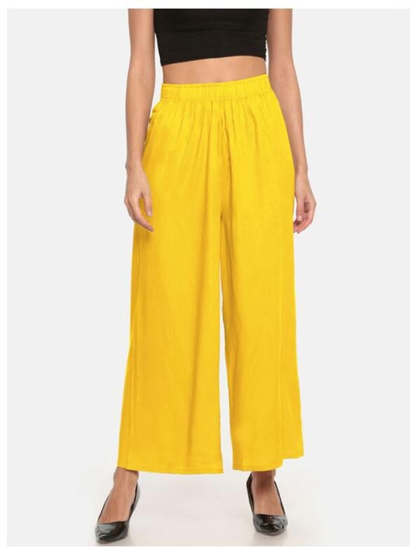 

DIDRISHA Yellow Solid Flared Palazzo