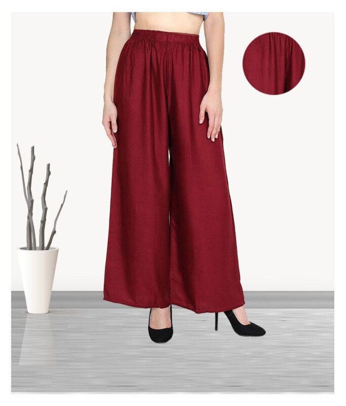 

DIDRISHA Maroon Solid Flared Palazzo