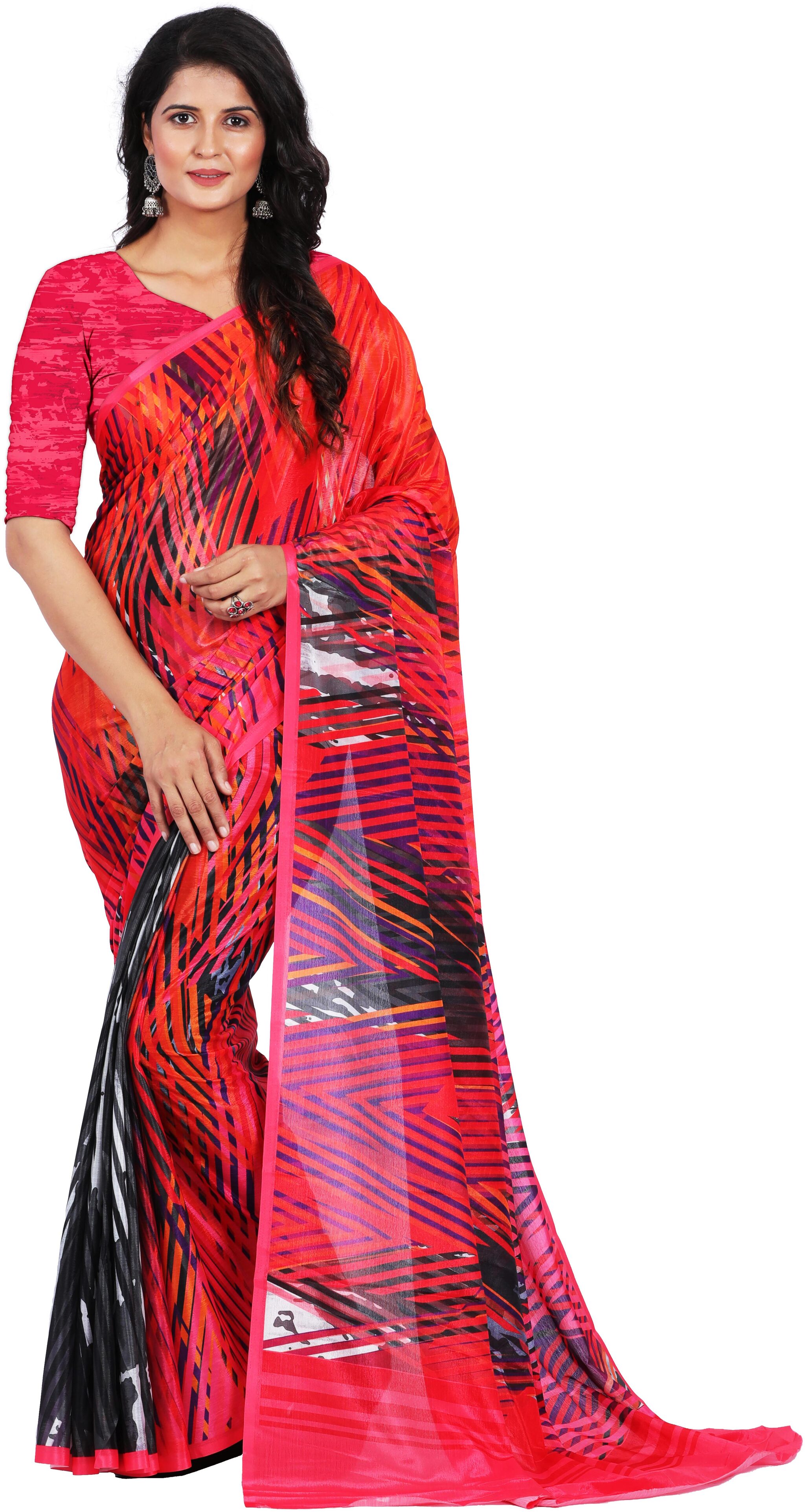 

Digitofab Women Polyester Multi Regular Saree With Blouse