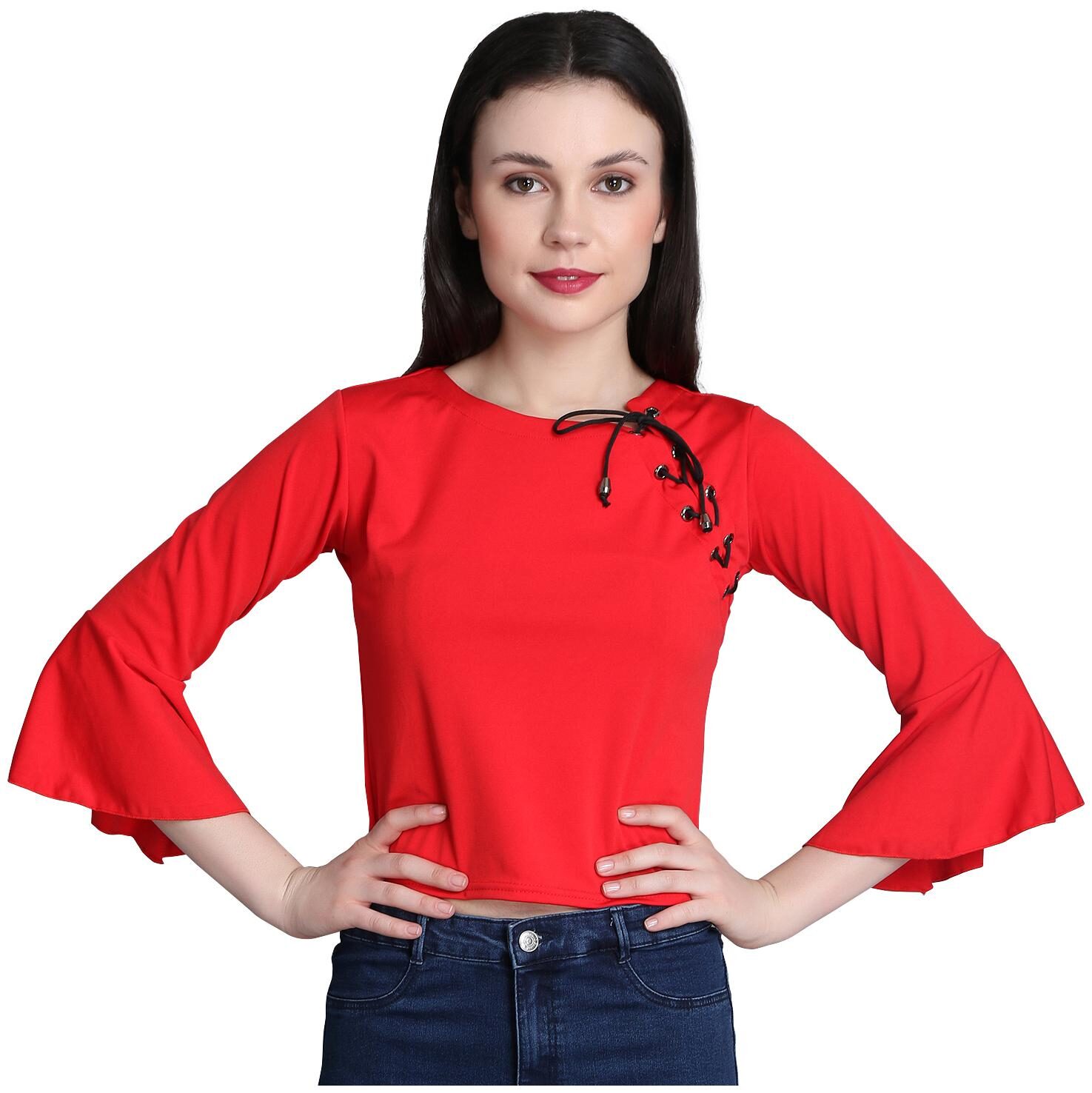 

Dimpy Garments Women Solid Regular top - Red