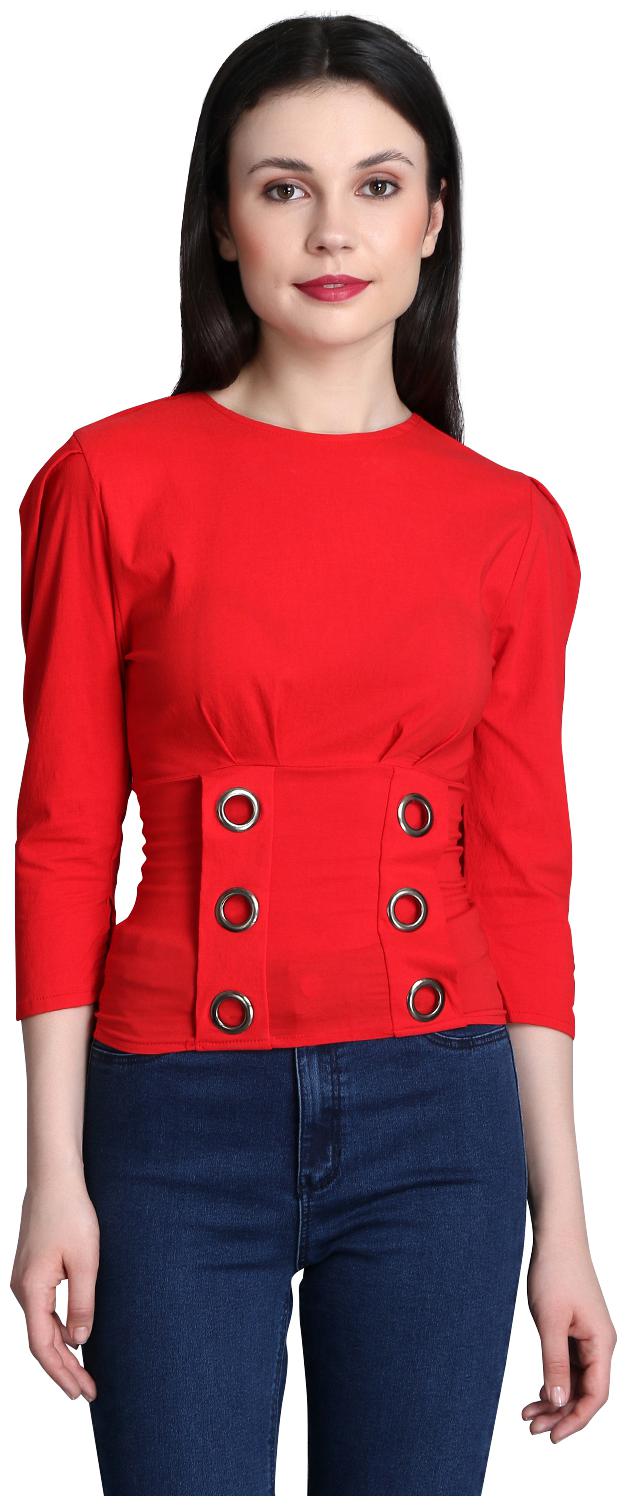 

Dimpy Garments Women Solid Regular top - Red