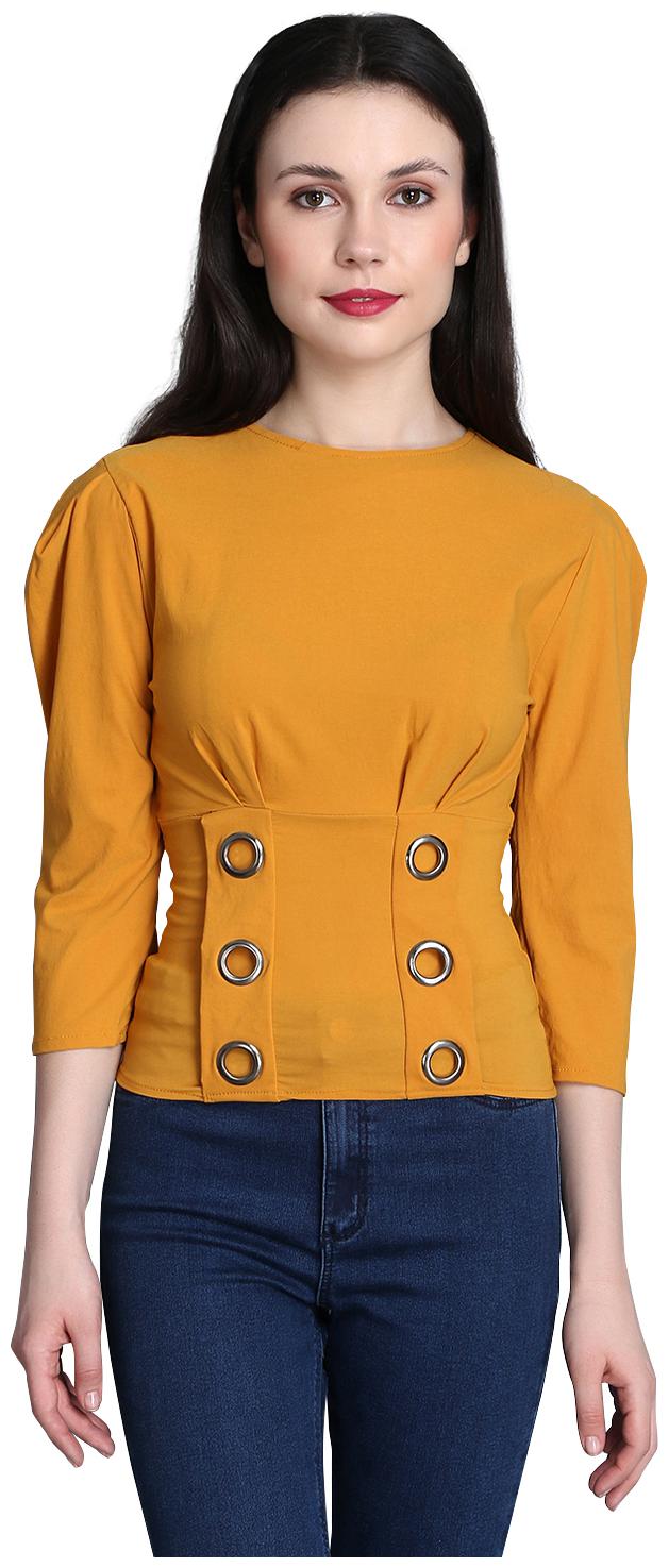 

Dimpy Garments Women Solid Regular top - Yellow