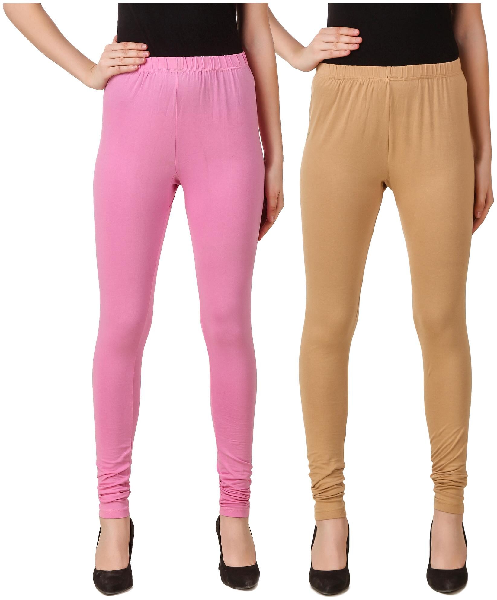 

DINAMIC Cotton Solid Pink Beige Leggings