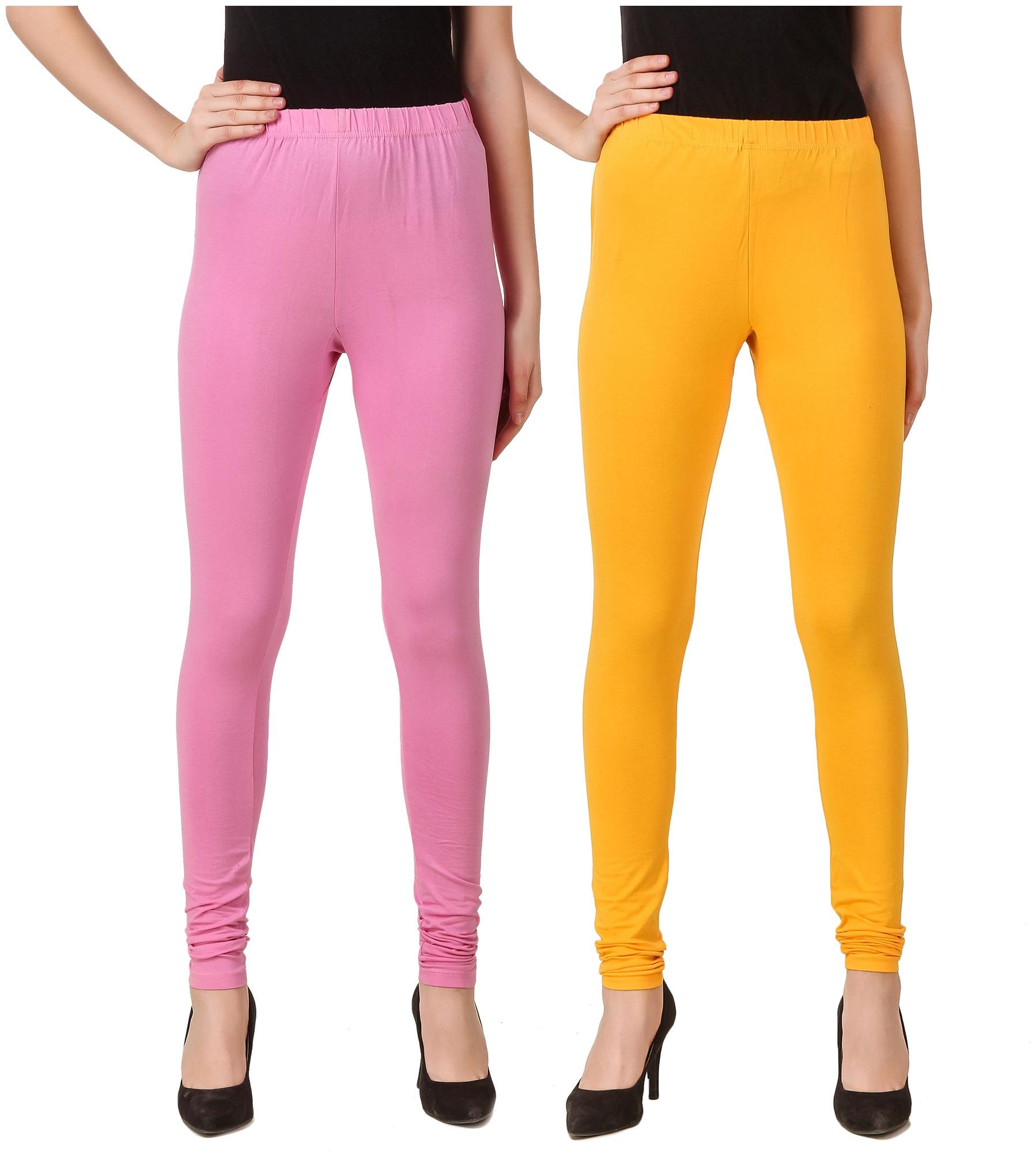 

DINAMIC Cotton Solid Pink Yellow Leggings