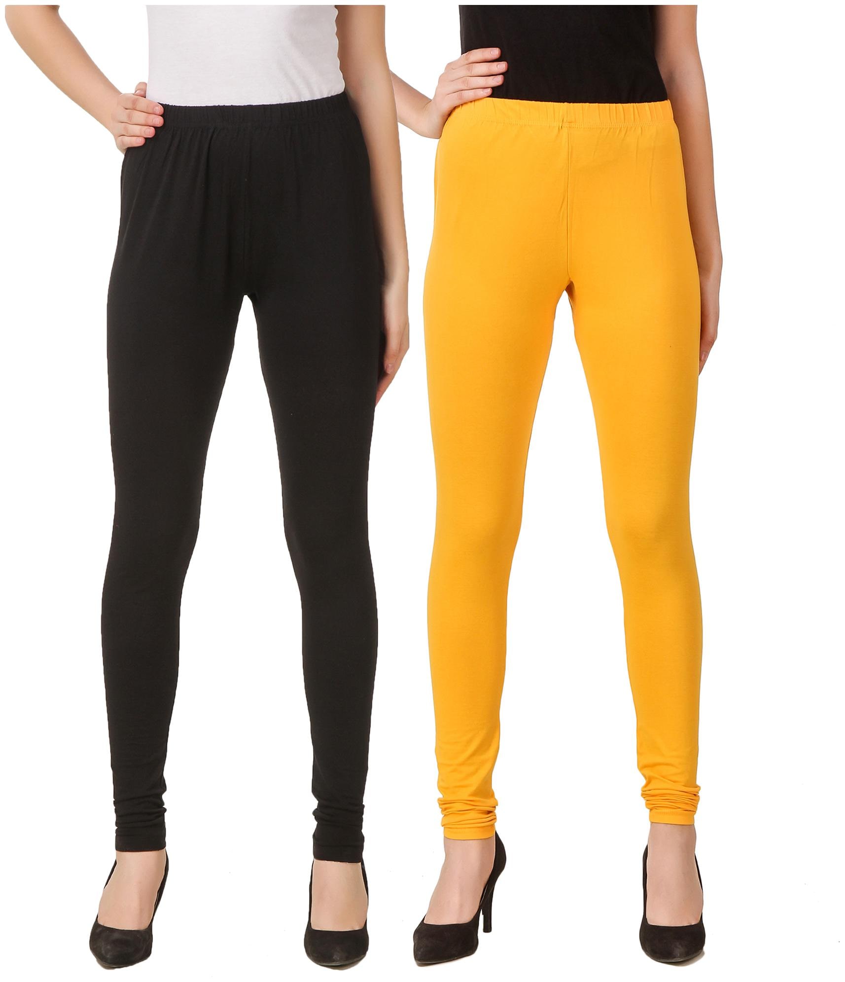 

DINAMIC Women Cotton Ankle Length Legging(Black Yellow)