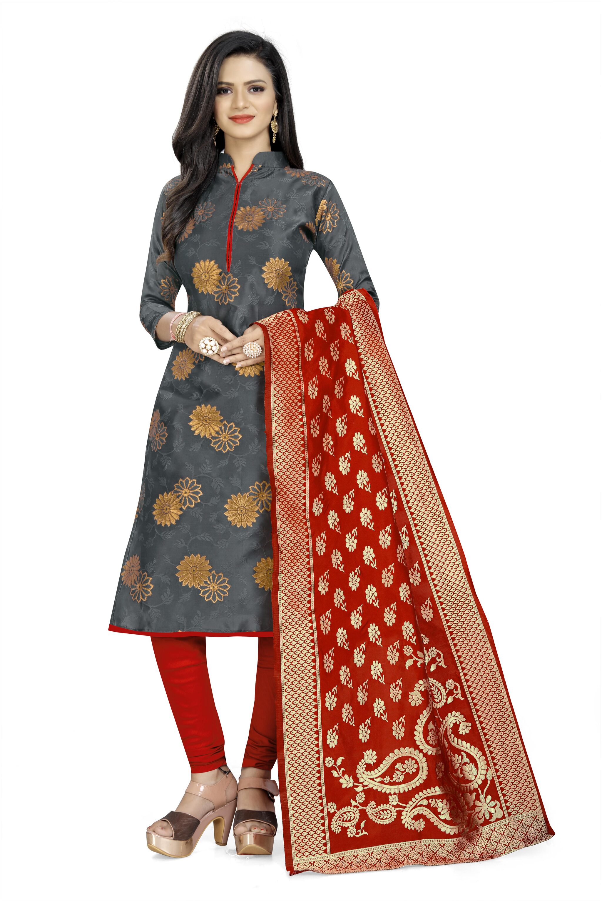 

DIVA S CHOICE Grey Unstitched Kurta with bottom dupatta With dupatta Dress Material